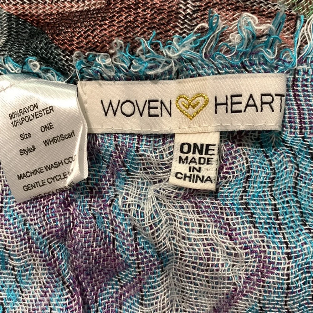 Woven Heart Multicolored Oversized Scarf/Wrap
